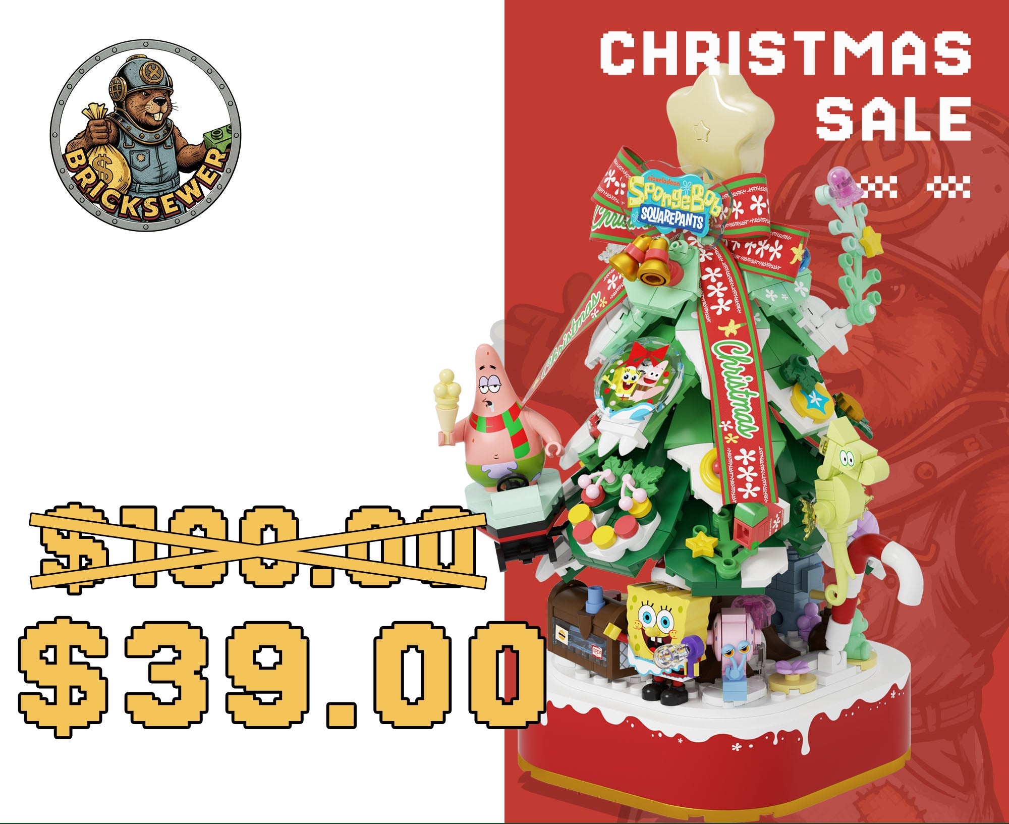 AreaX AB0065 SpongeBob SquarePants Happy Christmas Star Christmas Tree Movie