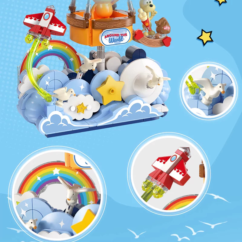 Feimibox S44074 Garfield Travel Round The World FANCY Hot Air Balloon Movie