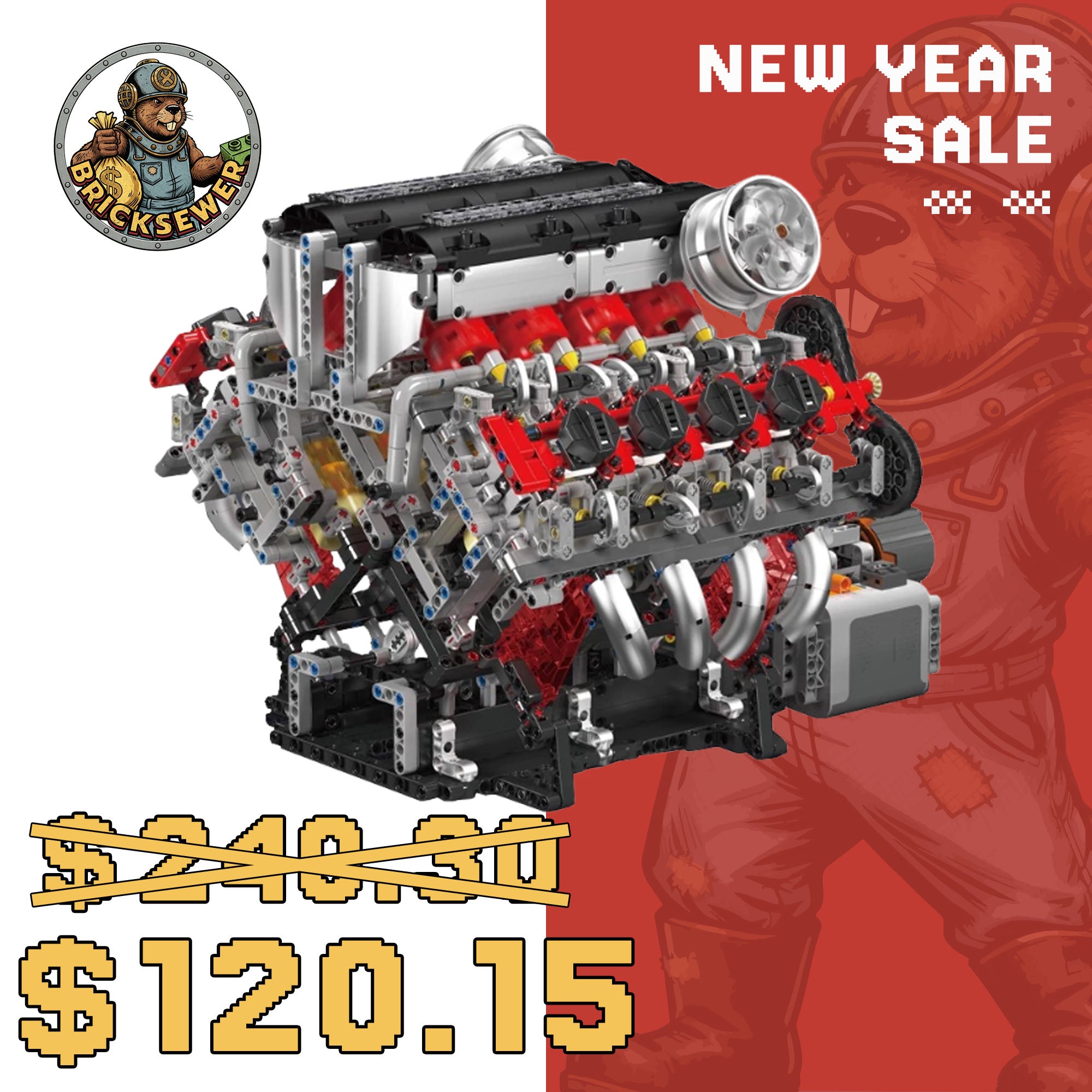 Mould King 10130 F488 Motorised V8 Engine Building Set | 2,718 Pcs