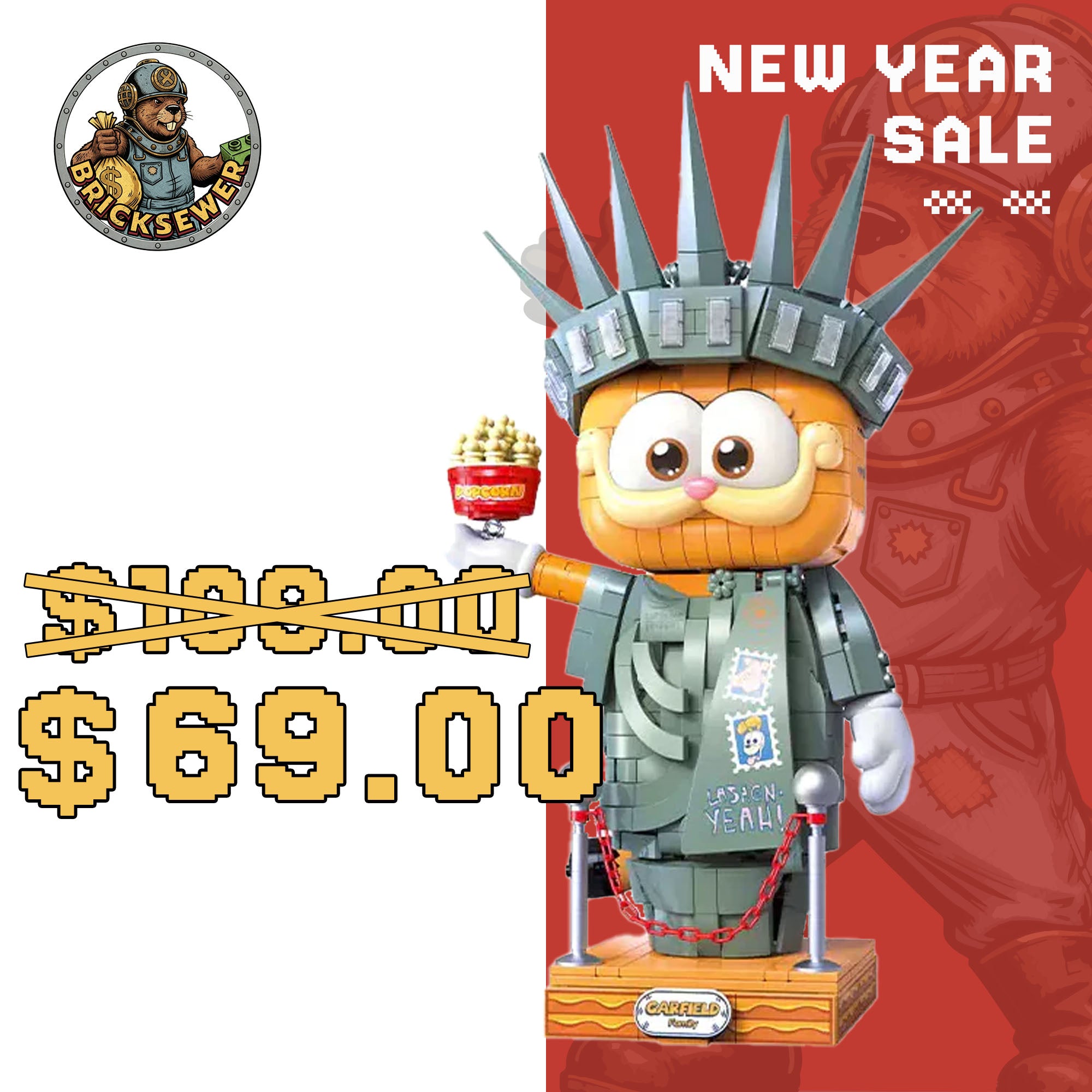 Feimibox S44072 Garfield Statue Of Liberty Movie