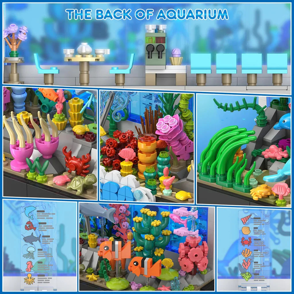 INSOON Aquarium Building Set - 2 Styles Oceanarium with Pivoting Fish Tank HG1012