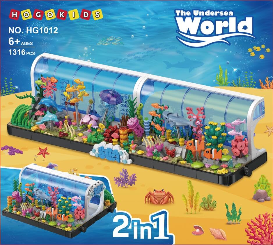 INSOON Aquarium Building Set - 2 Styles Oceanarium with Pivoting Fish Tank HG1012
