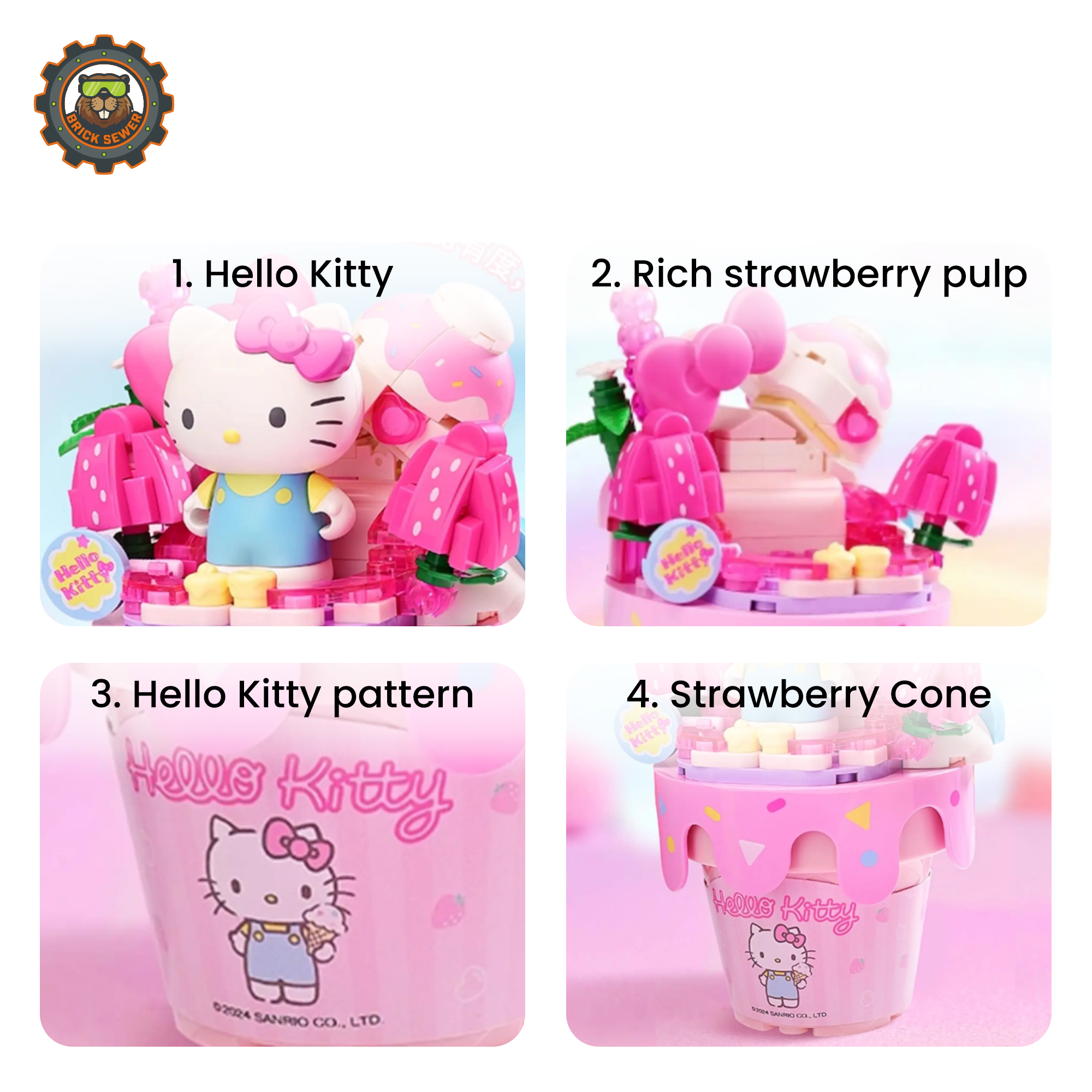 Keeppley K20841 Hello Kitty Strawberry Sweet Cone Building Block Set