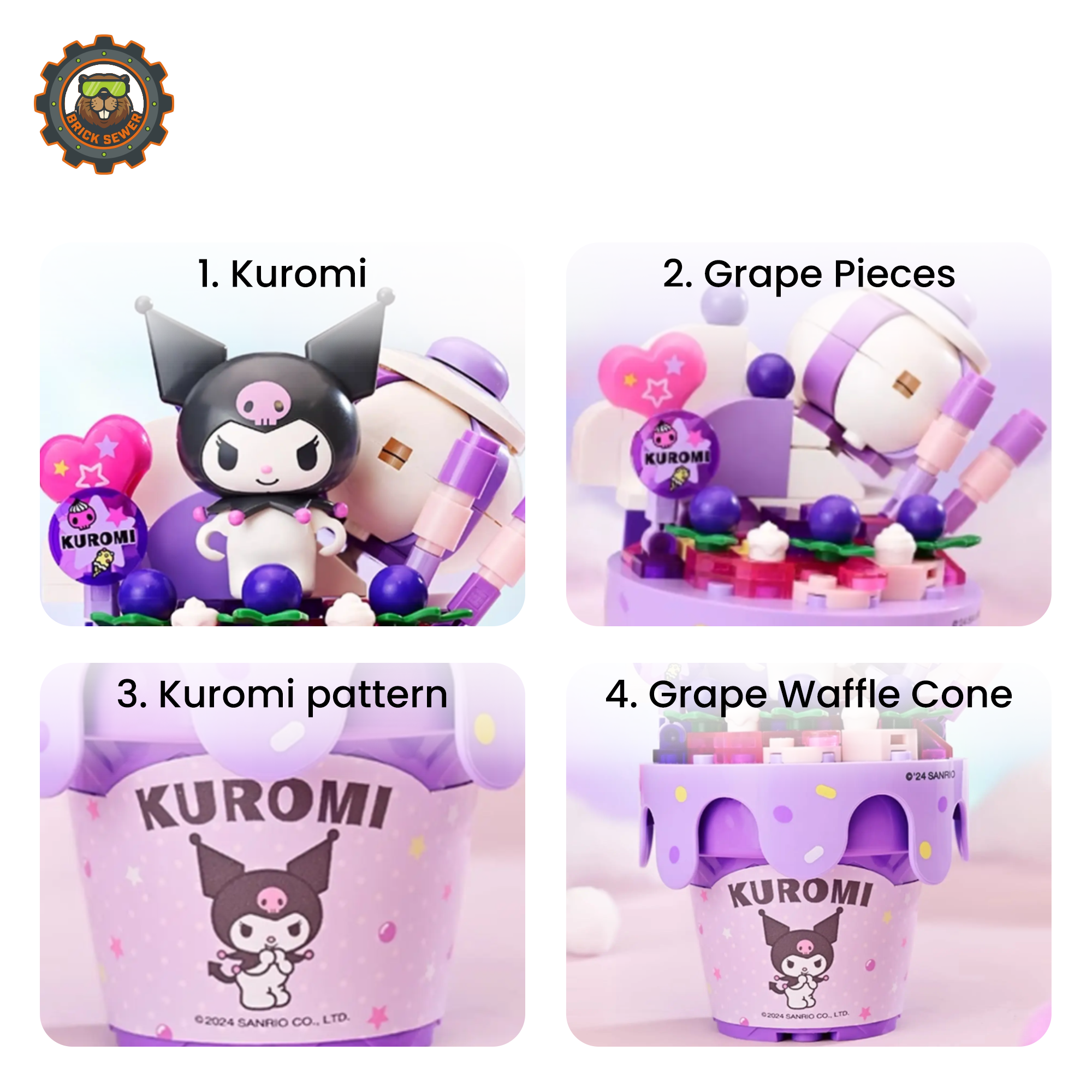 Keeppley K20845 Kuromi Grape Crispy Cone Mini Block Display Set