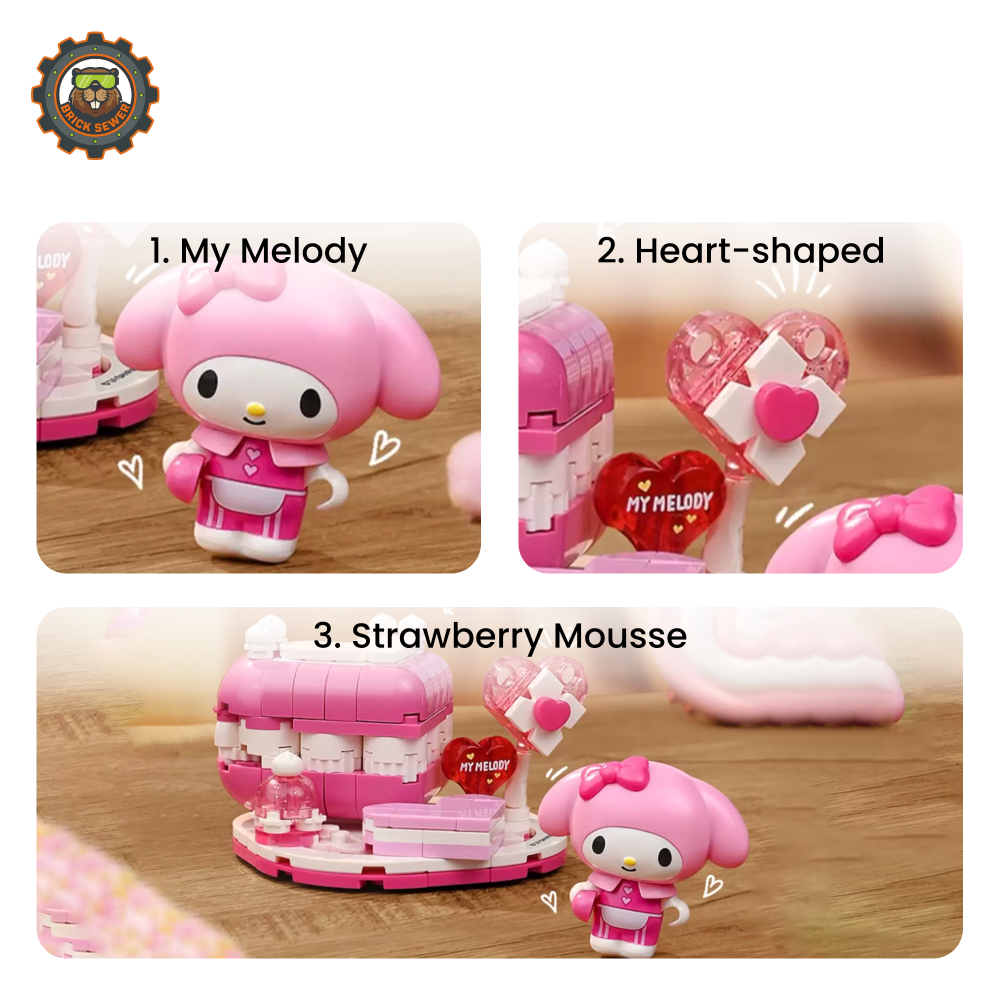 Keeppley K20860 My Melody Strawberry Mousse – Mini Dessert Display Block Set
