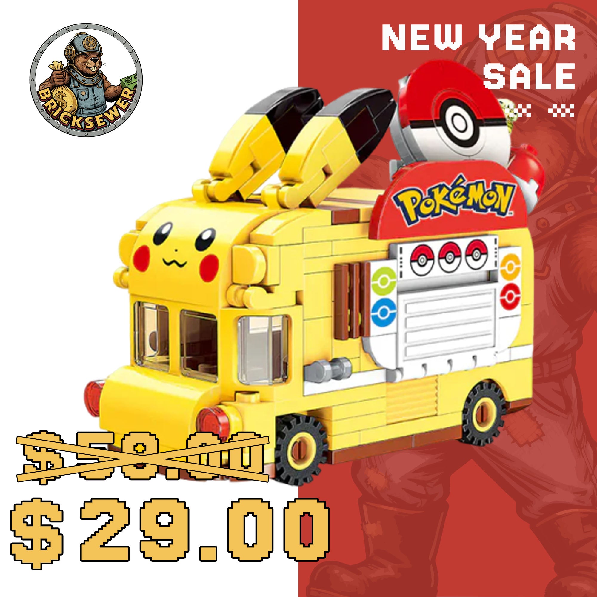 Keeppley K20214 Pokemon Pikachu Mini Pikachu Car Movie & Game