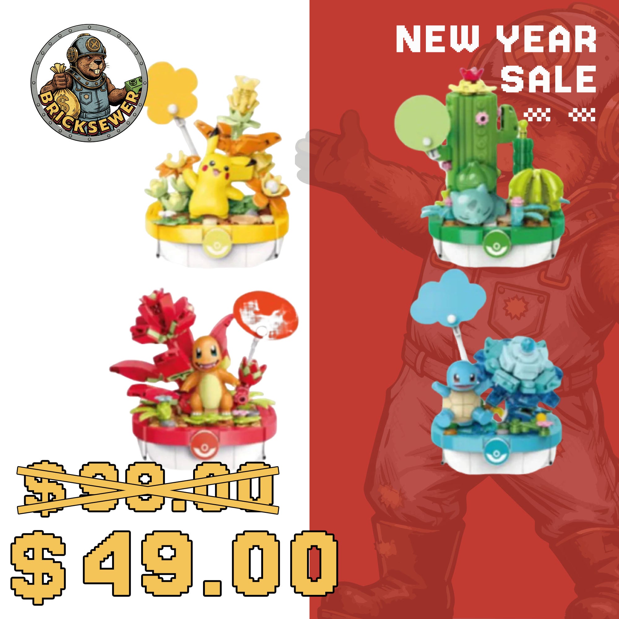 Keeppley K20278 Pokémon Potted Plant Four In One Movie