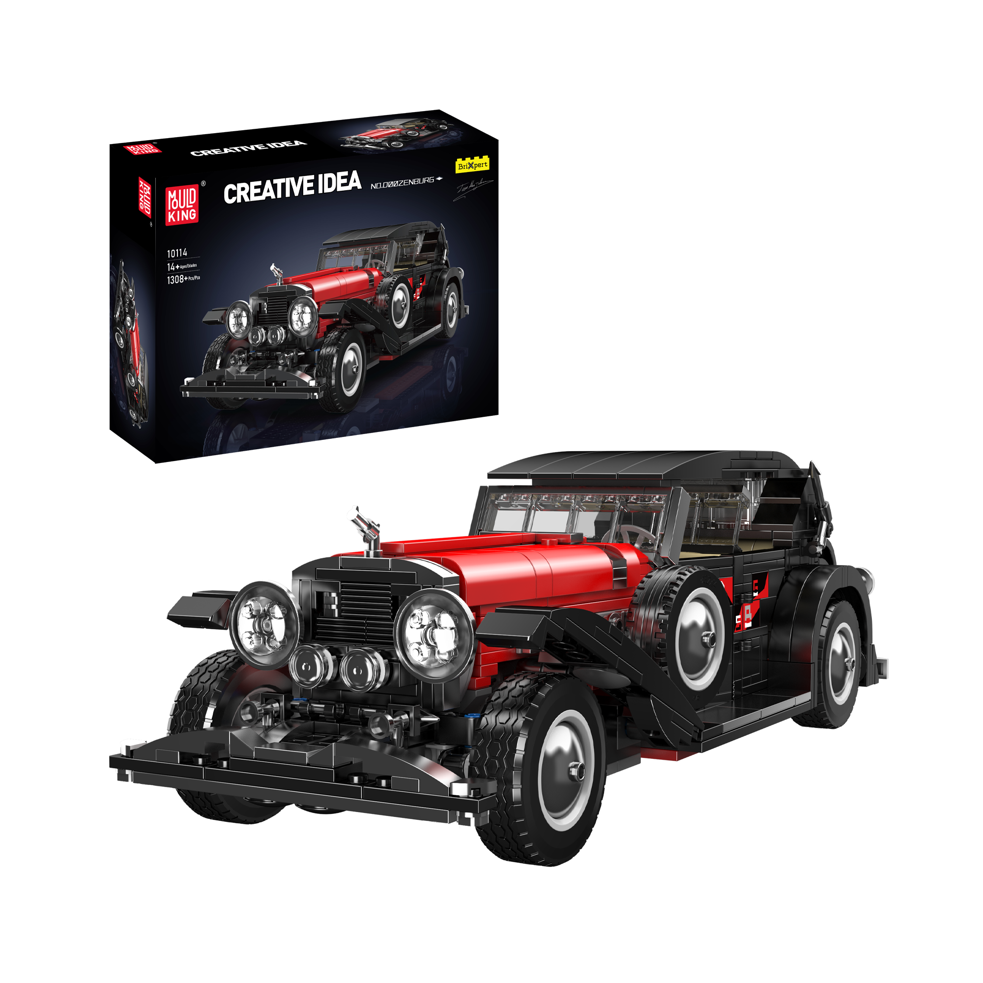 Mould King 10114 Vintage Convertible Car Model Building Set | 1,308 Pcs