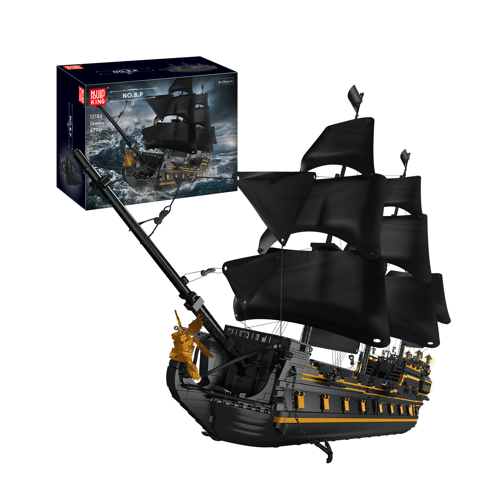 MOULD KING 13186 Black Pirate Ship Building Model Set | 4,794 PCS
