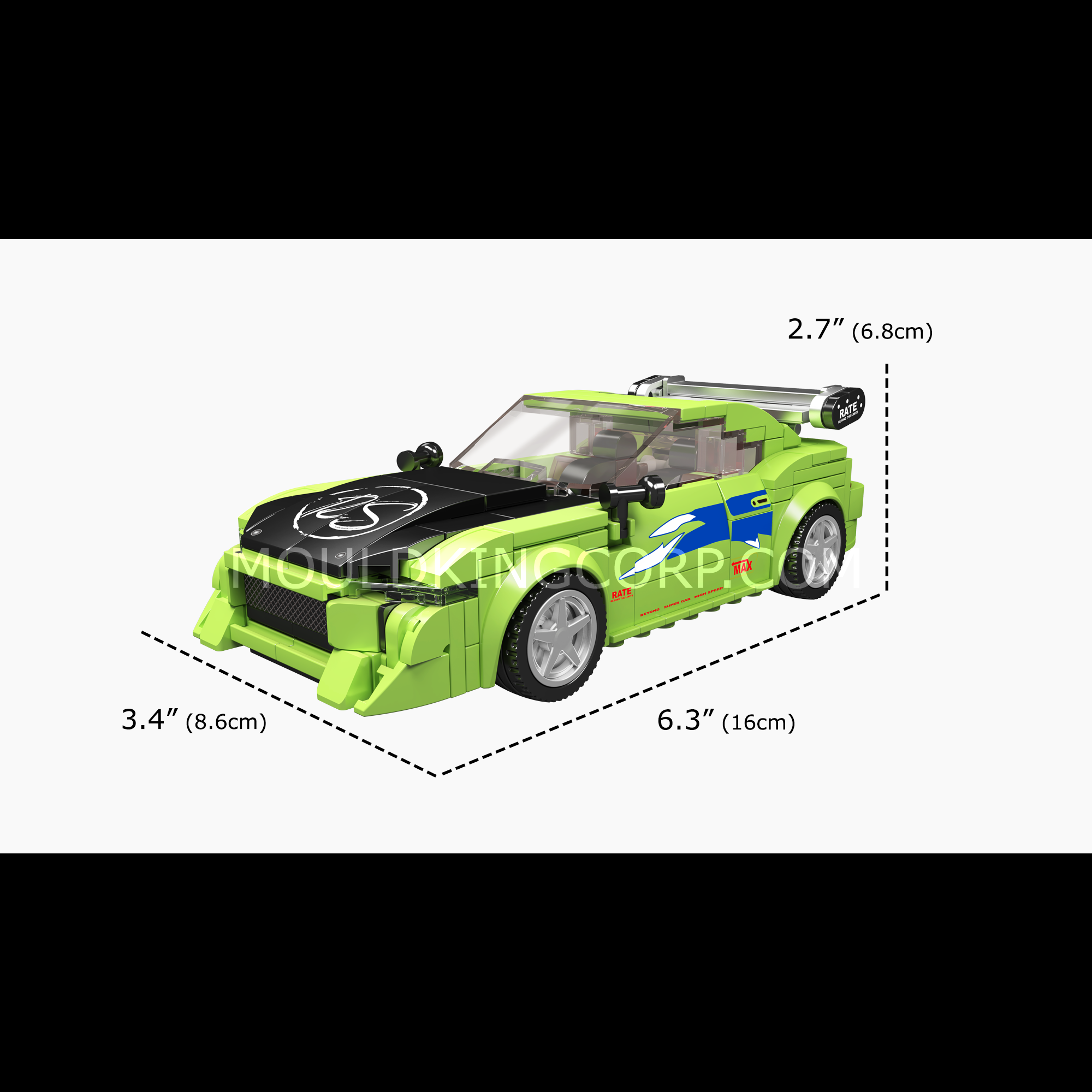 Mould King 27033S Eclipse GS Green Model Car Building Set | 390 PCS