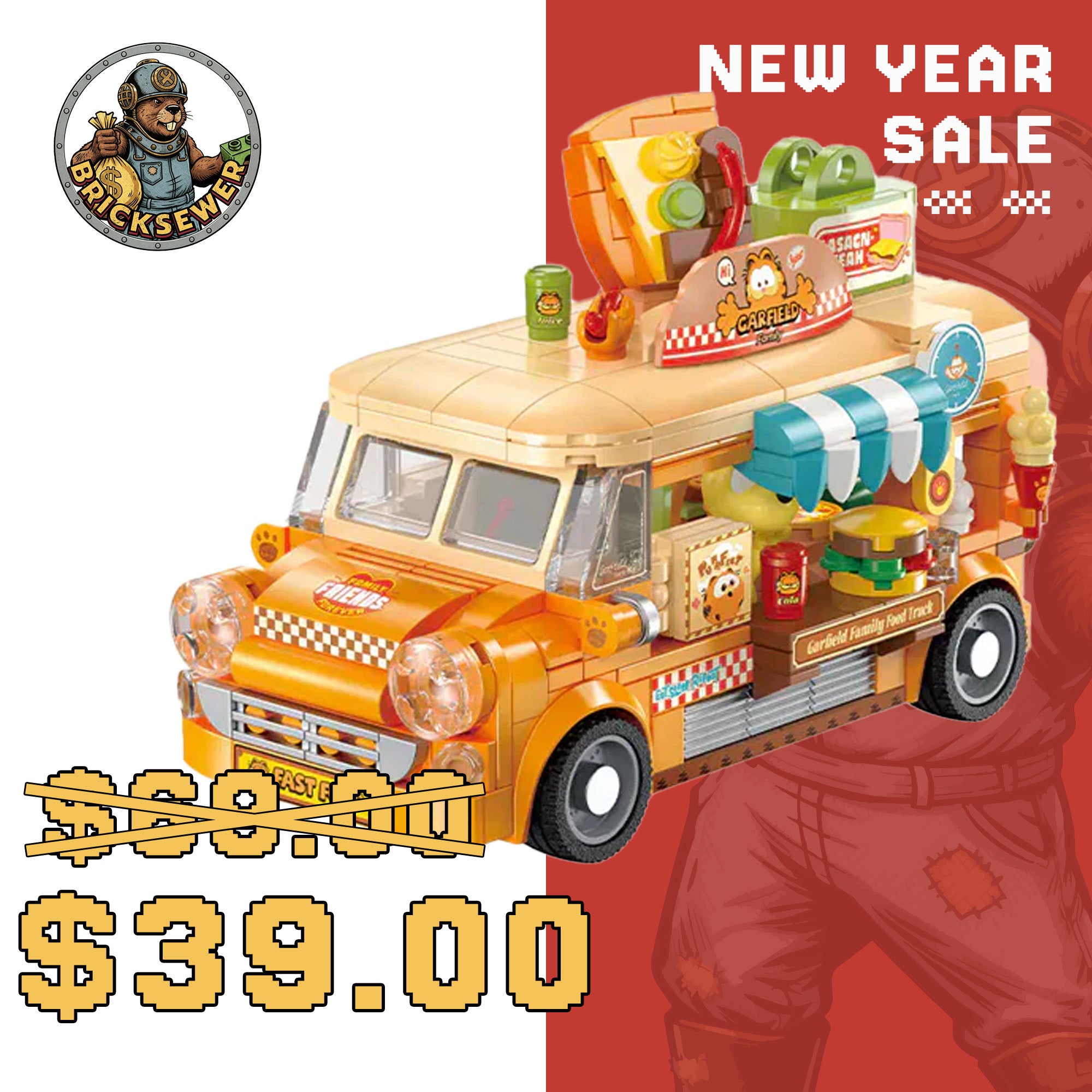 Feimibox S44052 Garfield Family Mobile Food Cart Movie