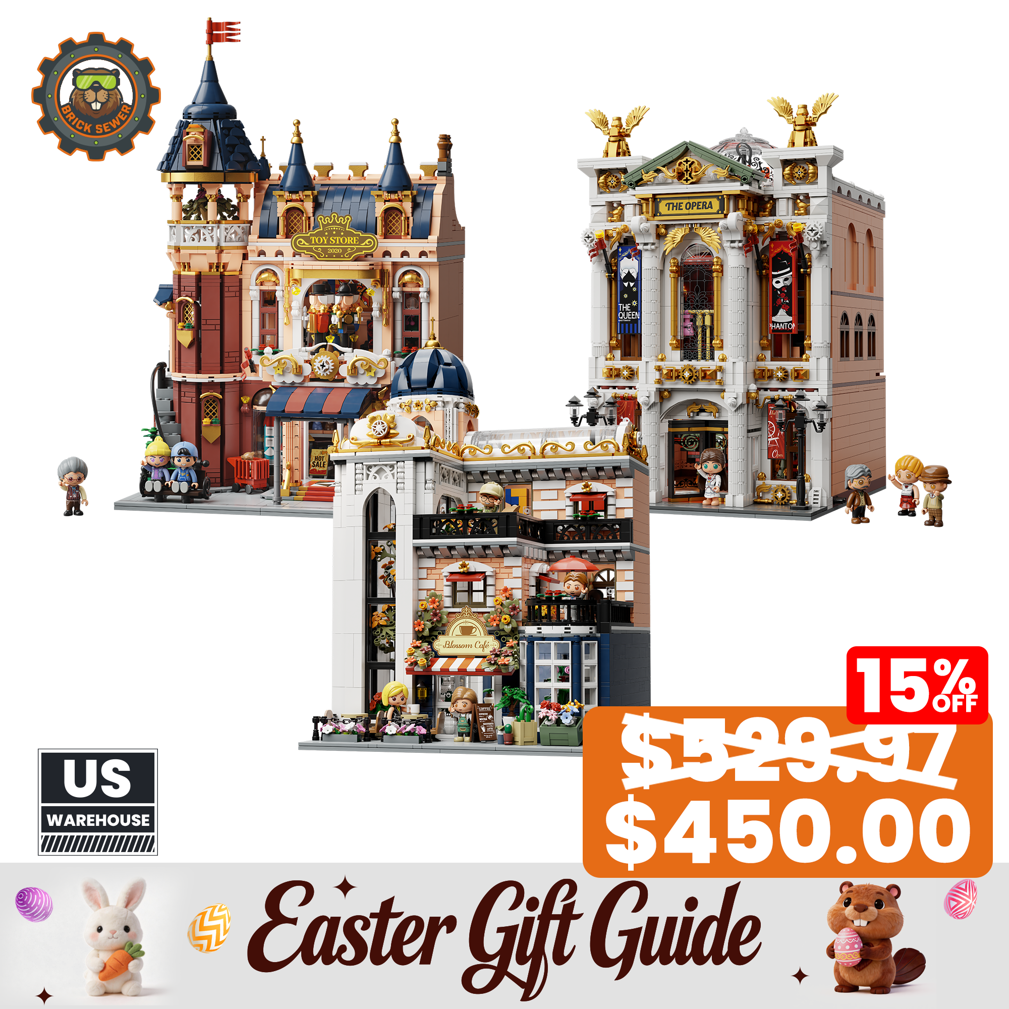 Spring Street Building Bundle — Opera House, Toy Store & Blossom Café Set